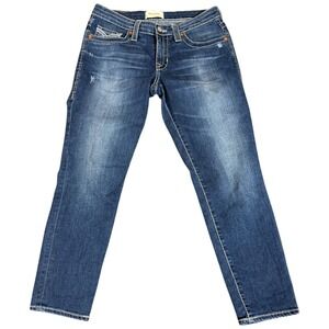 Big Star Jeans Womens 29 Bootcut Remy Low Rise Crop Distressed Medium Wash Denim